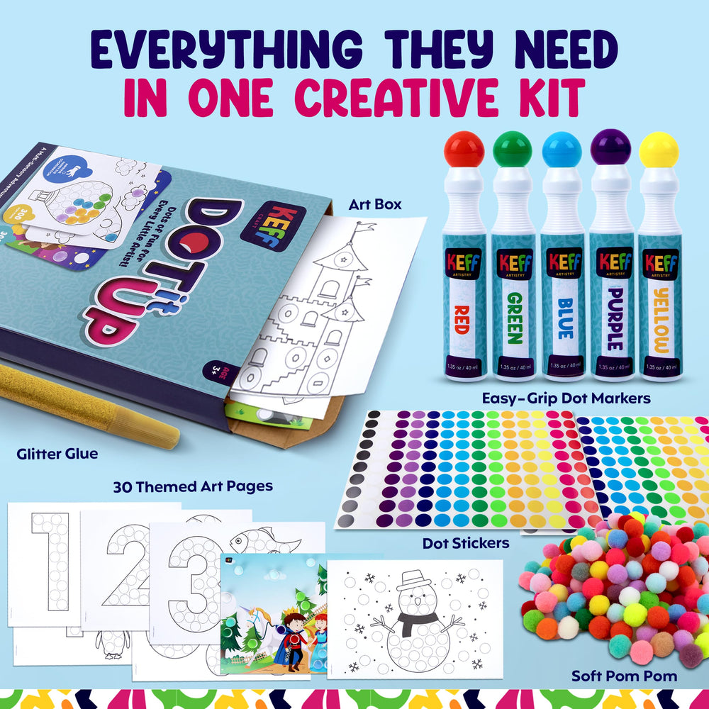 KEFF Dot Art for Kids 300 dot stickers for tactile crafting and classroom rewards