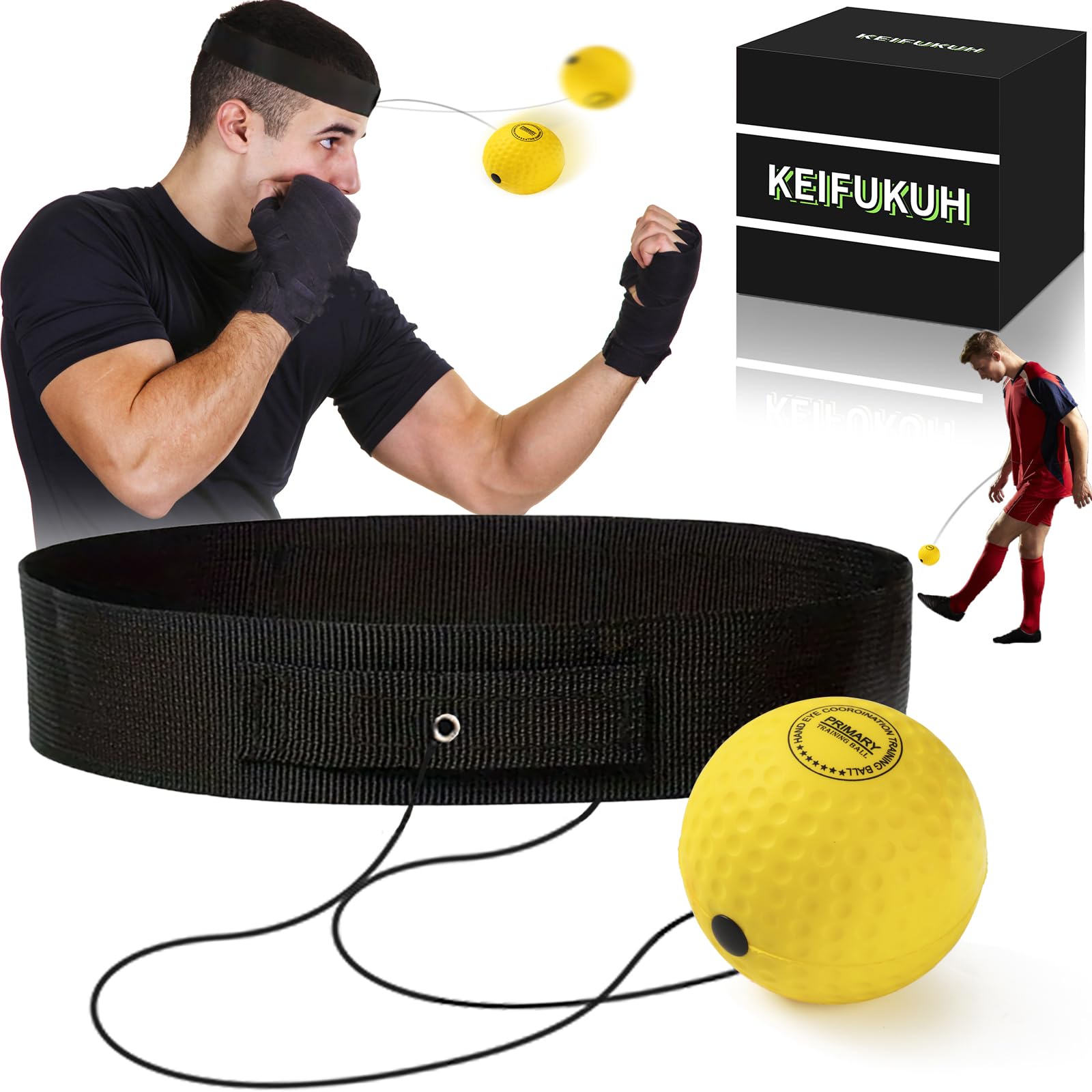 KEIFUKUH Funny Gadgets Ball headband setup for quick reflex training and better coordination.