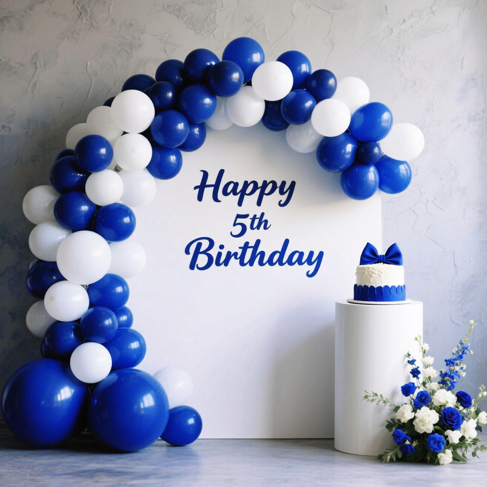 K.E.J Royal Blue Balloon Arch Kit with ribbons for quick assembly.
