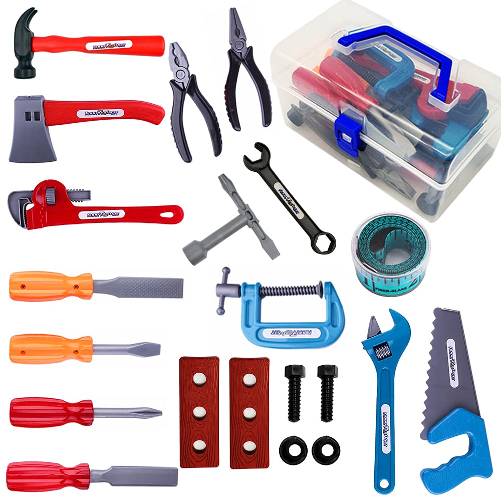 KEJIH 21-piece kid's tool set case for portable pretend play and hands-on learning