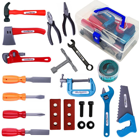 KEJIH 21-piece kid's tool set case for portable pretend play and hands-on learning