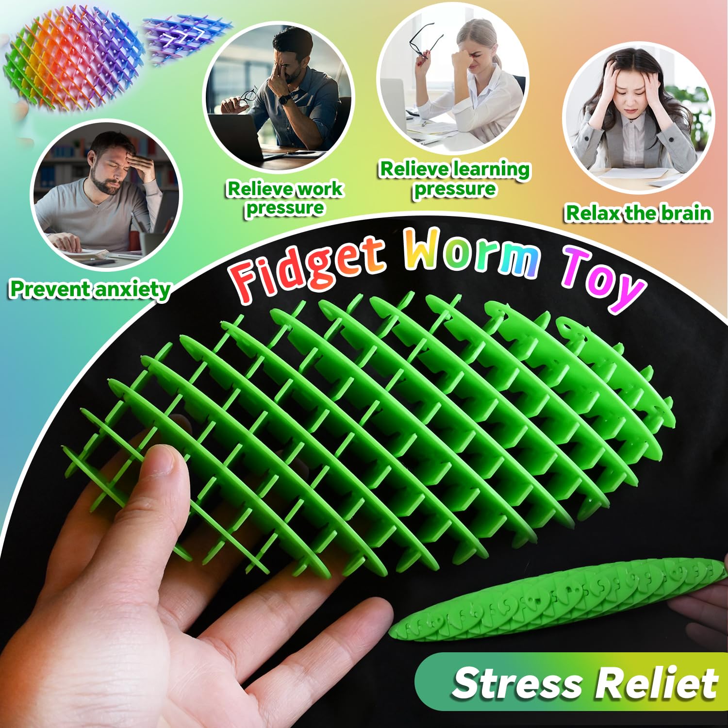 KEJIH Fidget Worm Toy orange, easy to stretch and rebound.