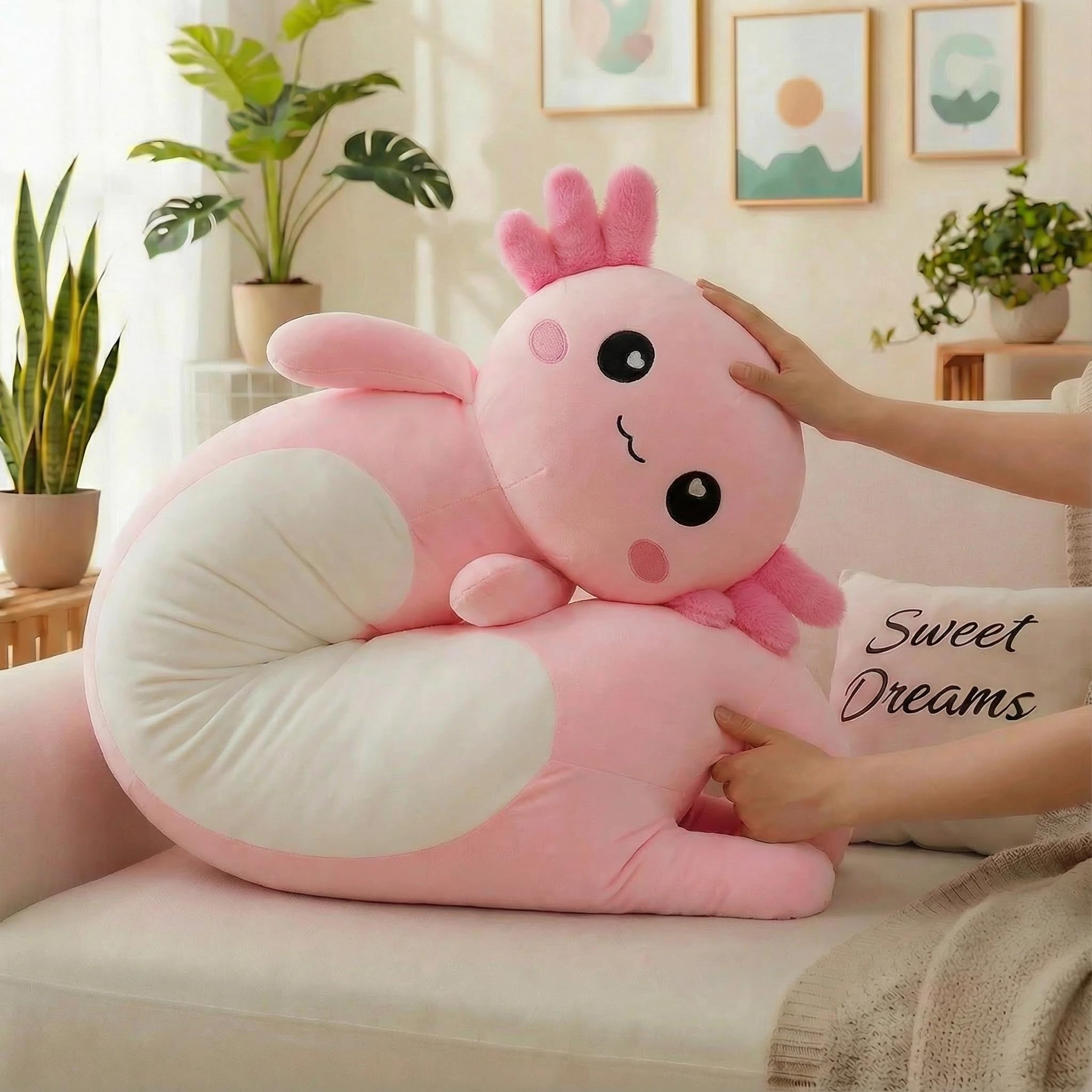 Kekeso axolotl plush soft fabric close-up