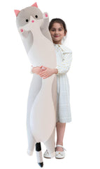 Kekeso giant cat pillow in gray 110cm offers snug hugging comfort for lounging.