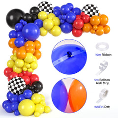 Checkered foil balloons evoke classic race flags for striking photos and décor.
