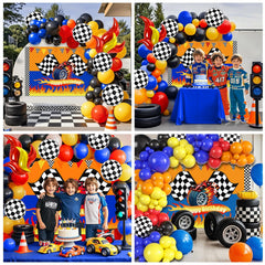 KELENO party setup blends backdrop, balloons, and tablecloth into a cohesive look.
