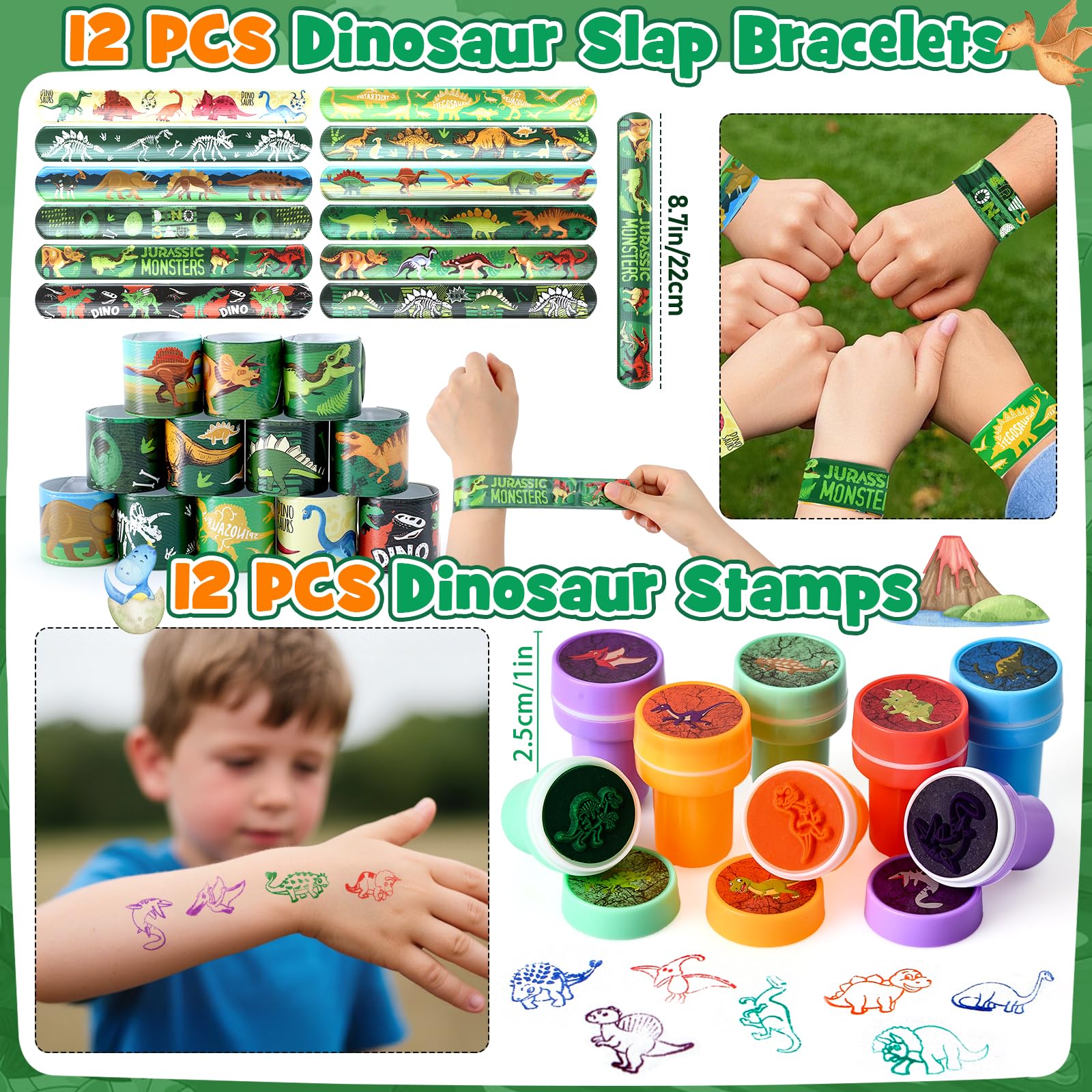 KELENO slap bracelets with dinosaur theme for quick accessory fun.