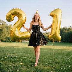Kelfuoya 12th birthday gold balloon ideal for festive photo moments