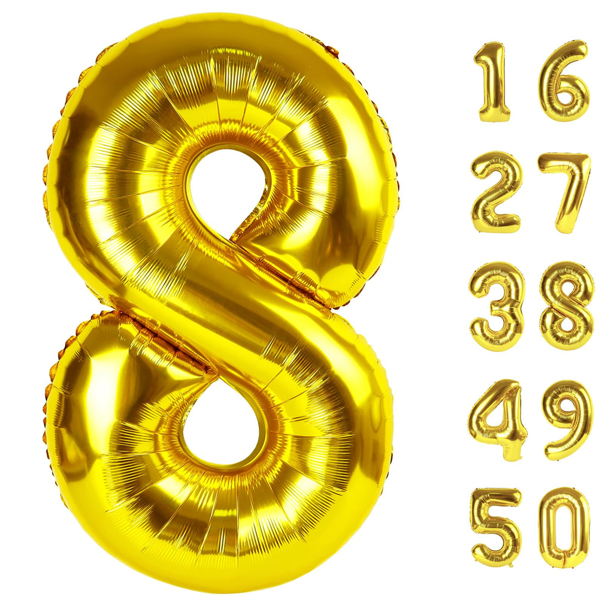 Kelfuoya 40-inch gold foil number 8 balloon as bold birthday centerpiece