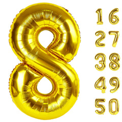 Kelfuoya 40-inch gold foil number 8 balloon as bold birthday centerpiece