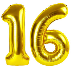 Kelfuoya 40-inch gold number 16 balloon adds elegant birthday decor