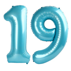 Kelfuoya 40-inch light-blue number 19 balloon ready for a stylish party backdrop.