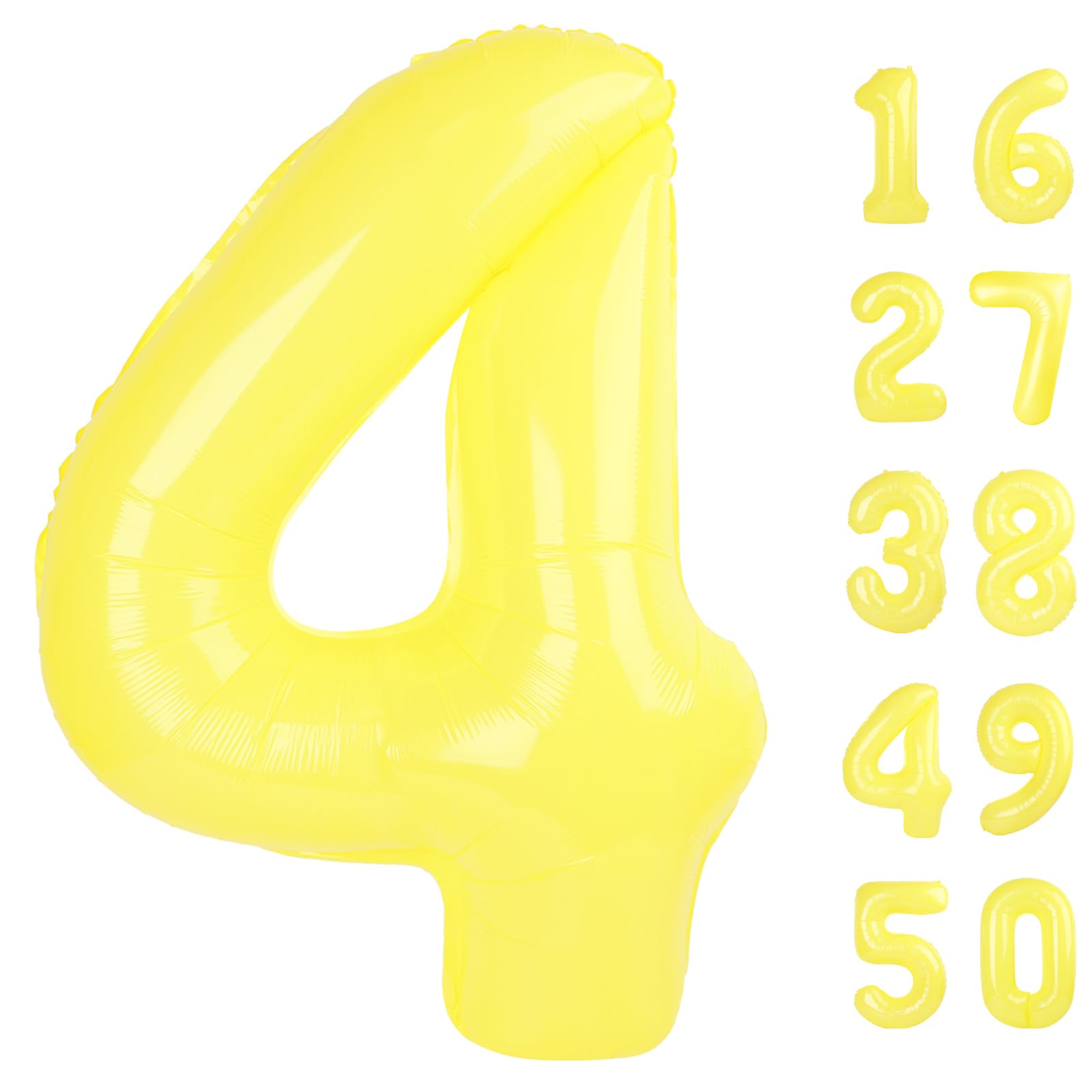 Kelfuoya 40-inch macaron yellow number 4 balloon for bold birthday displays