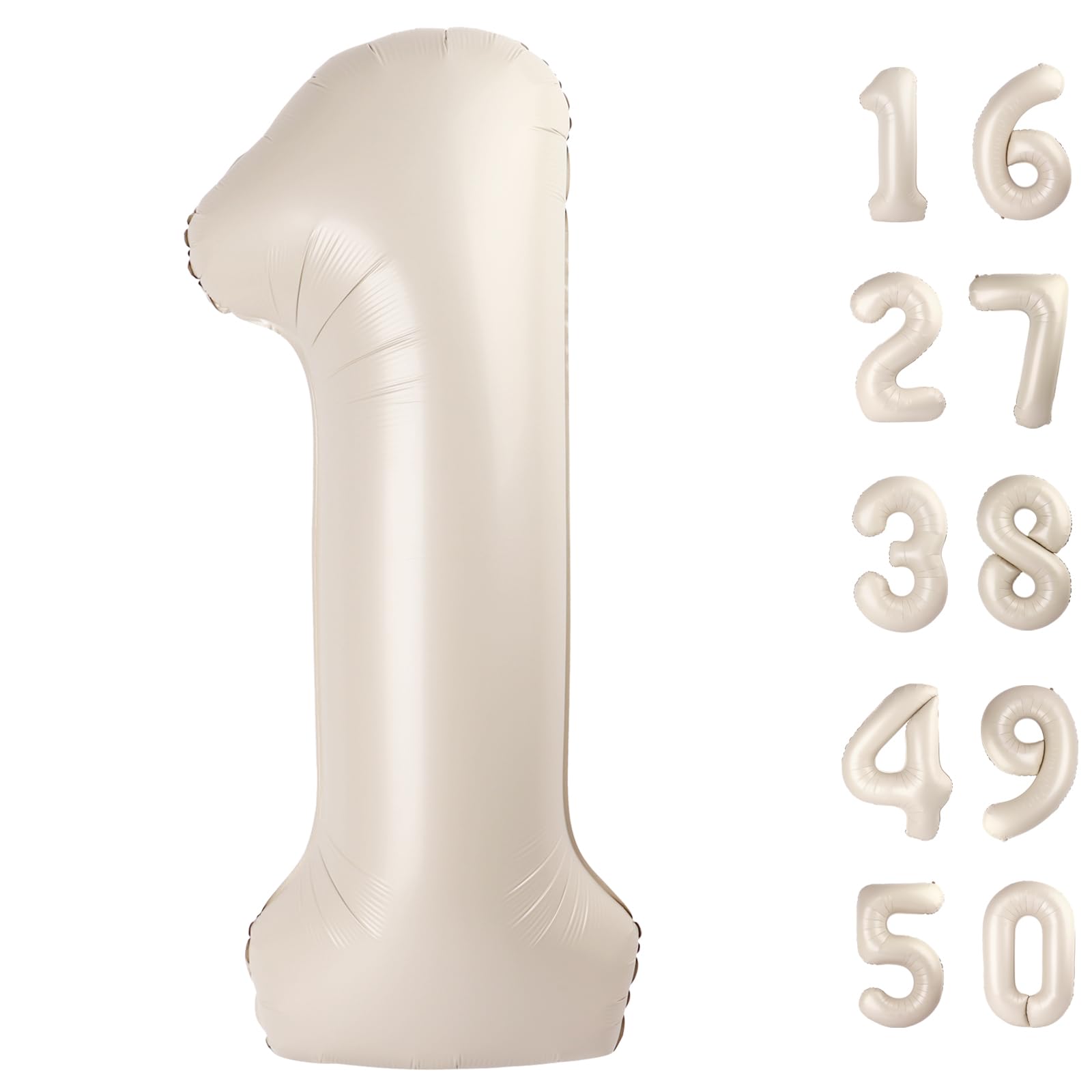 Kelfuoya 40-inch milk white number 1 foil balloon used as a durable photo backdrop