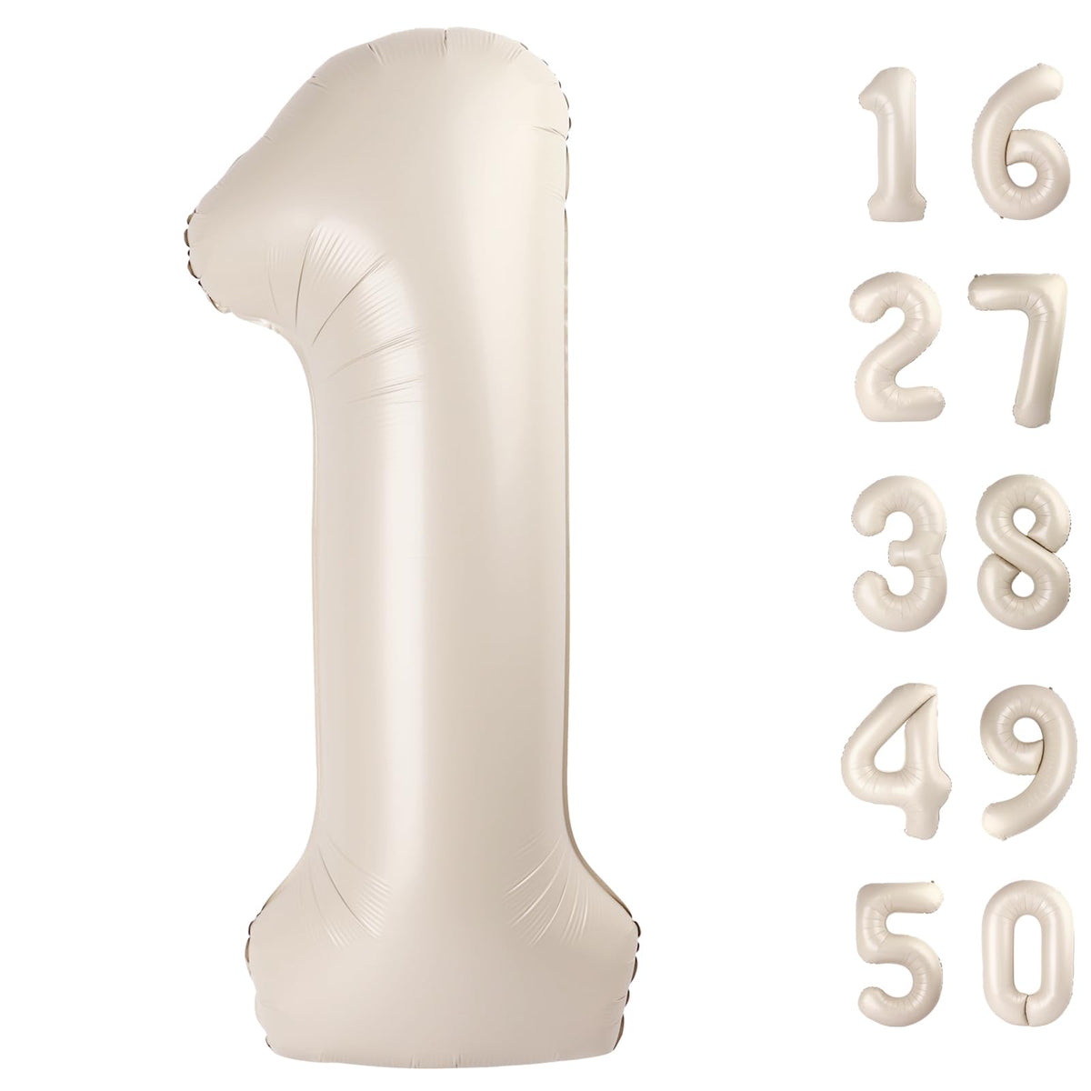 Kelfuoya 40-inch milk white number 1 foil balloon used as a durable photo backdrop