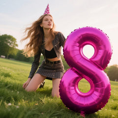 Kelfuoya 40-inch number 8 balloon, premium foil, sturdy for indoor or outdoor setups.
