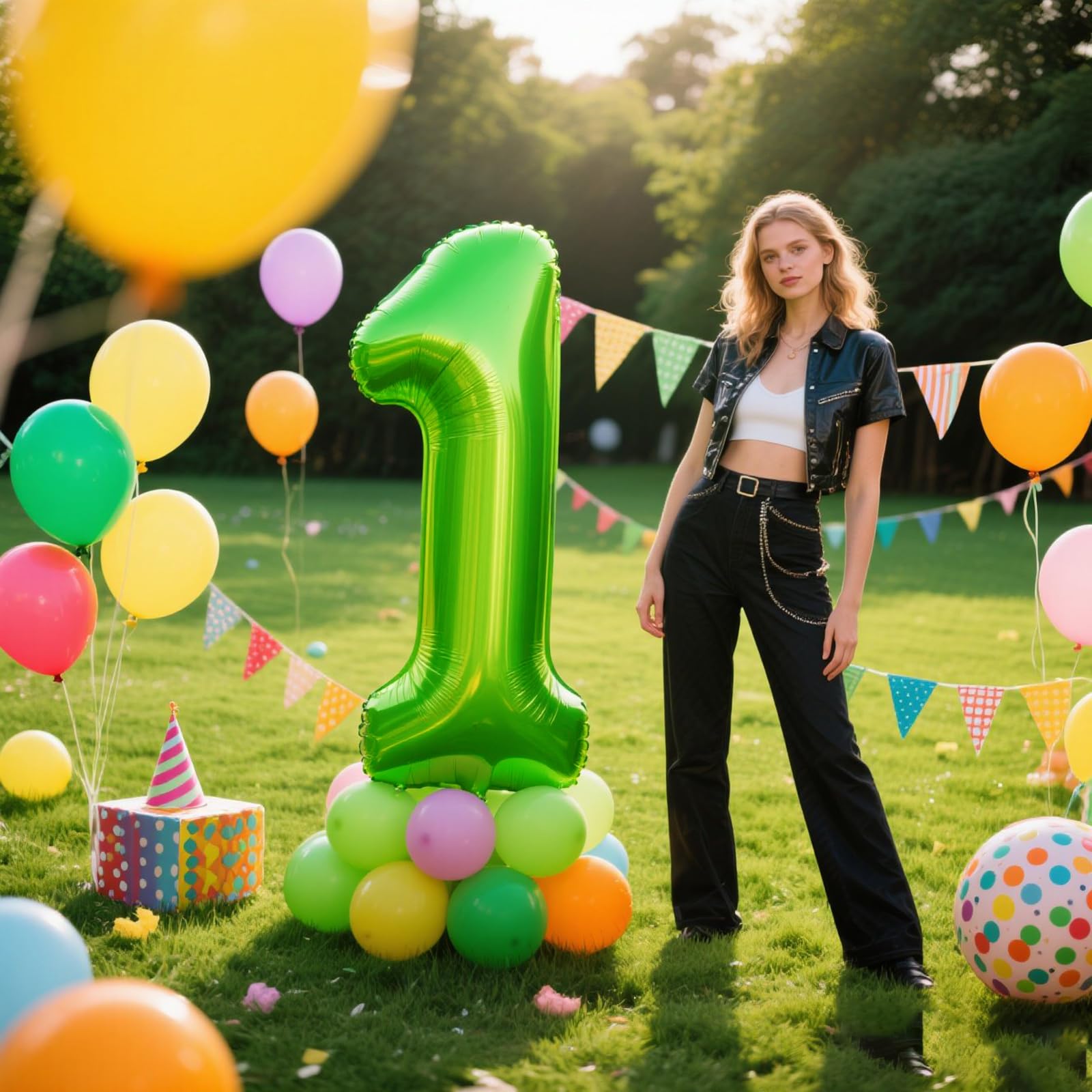 Kelfuoya 40-inch number balloon wall display creates a dramatic photo backdrop.