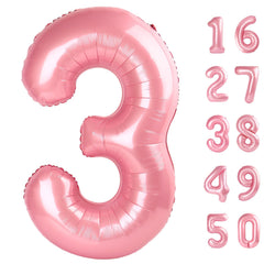 Kelfuoya 40-inch pearlescent pink number 3 balloon for striking party decor.