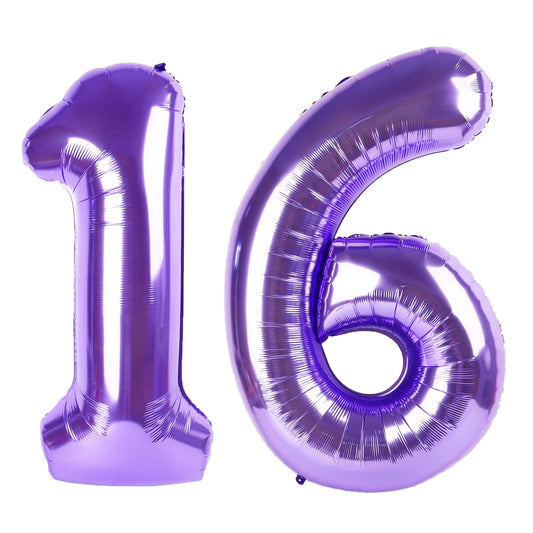 Kelfuoya 40-inch purple number 16 balloon for a bold party focal point