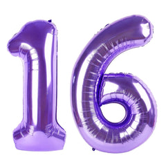 Kelfuoya 40-inch purple number 16 balloon for a bold party focal point