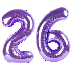 Kelfuoya 40-inch purple number 26 balloon ready for wall or backdrop.