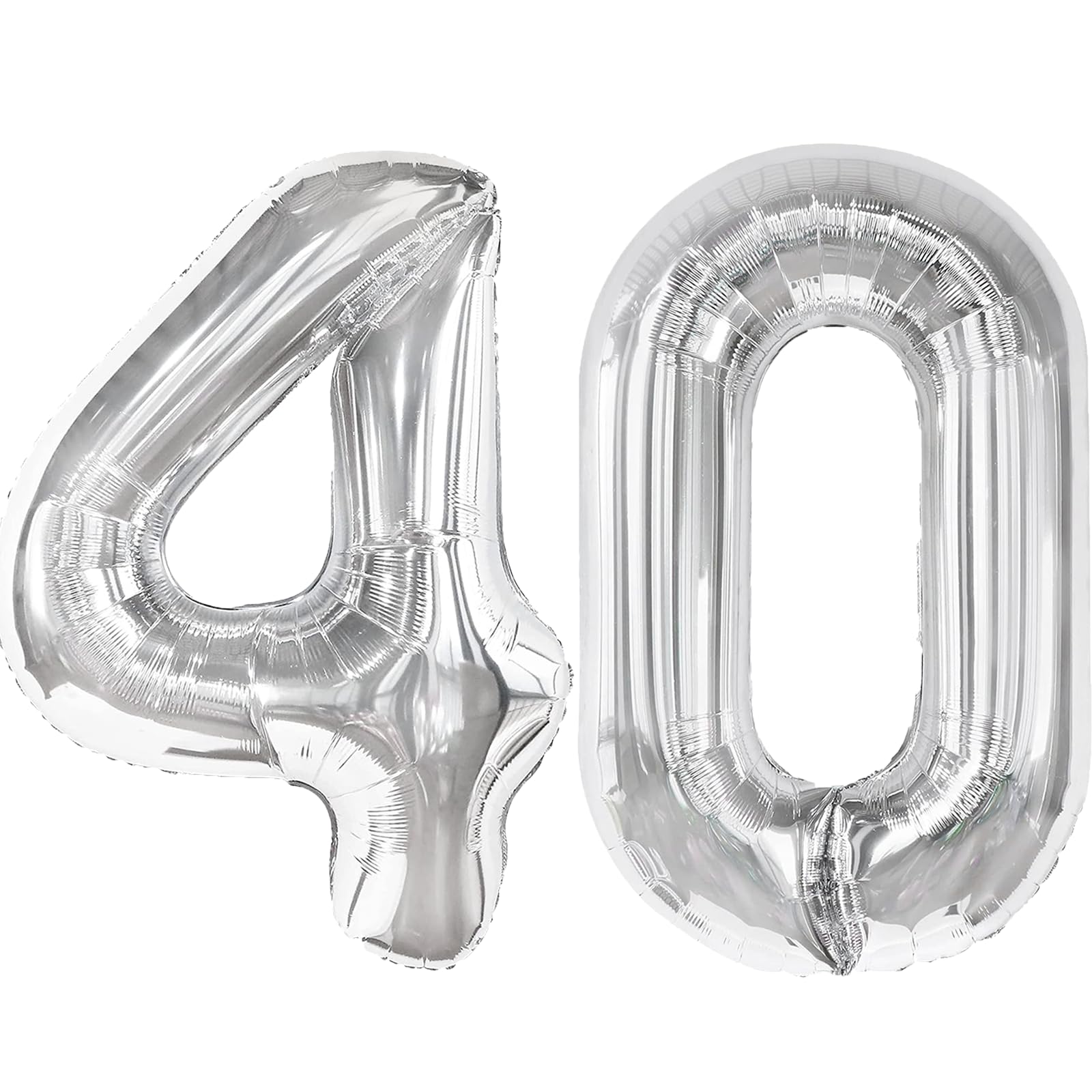 Kelfuoya 40-inch silver number balloon on display for a striking party backdrop.