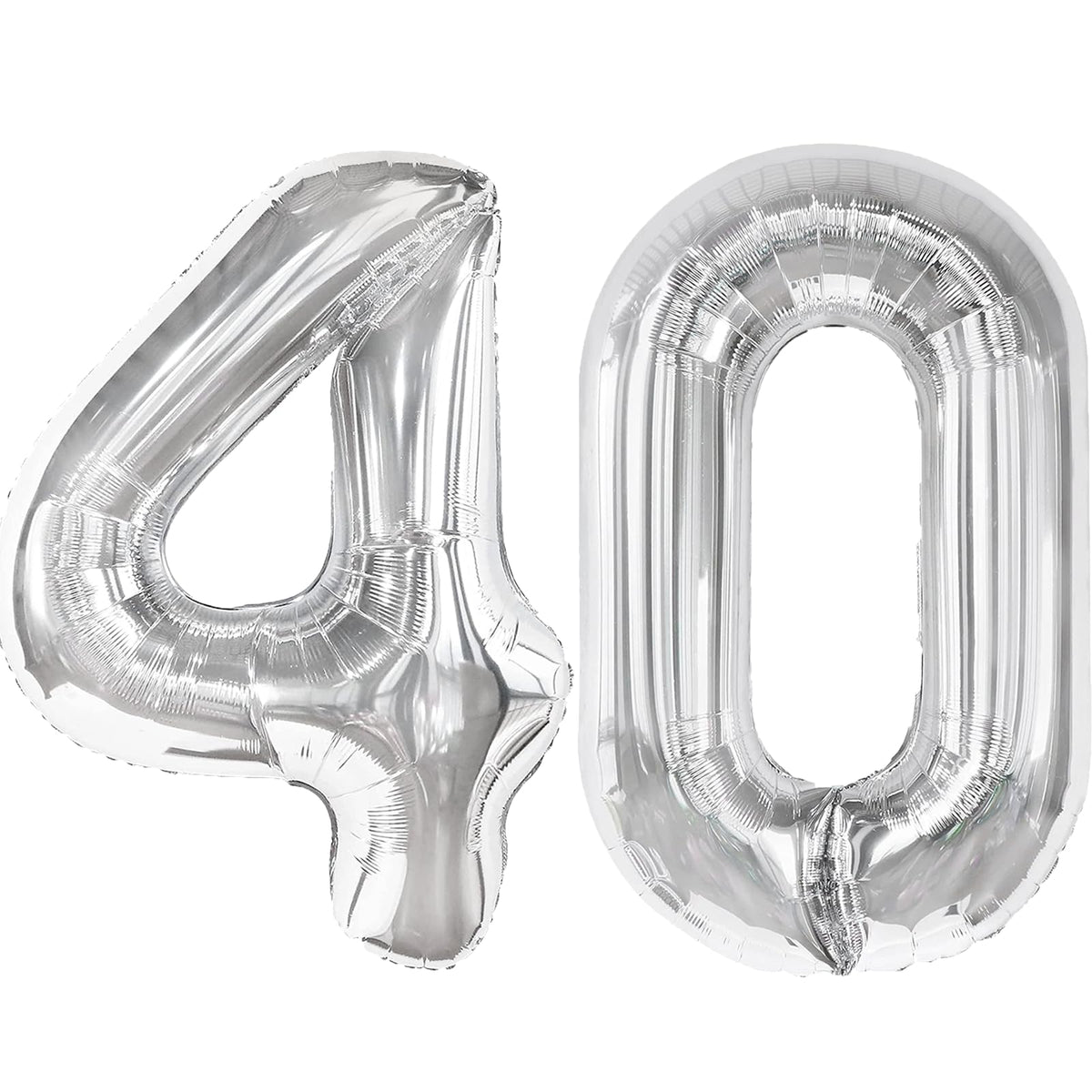 Kelfuoya 40-inch silver number balloon on display for a striking party backdrop.