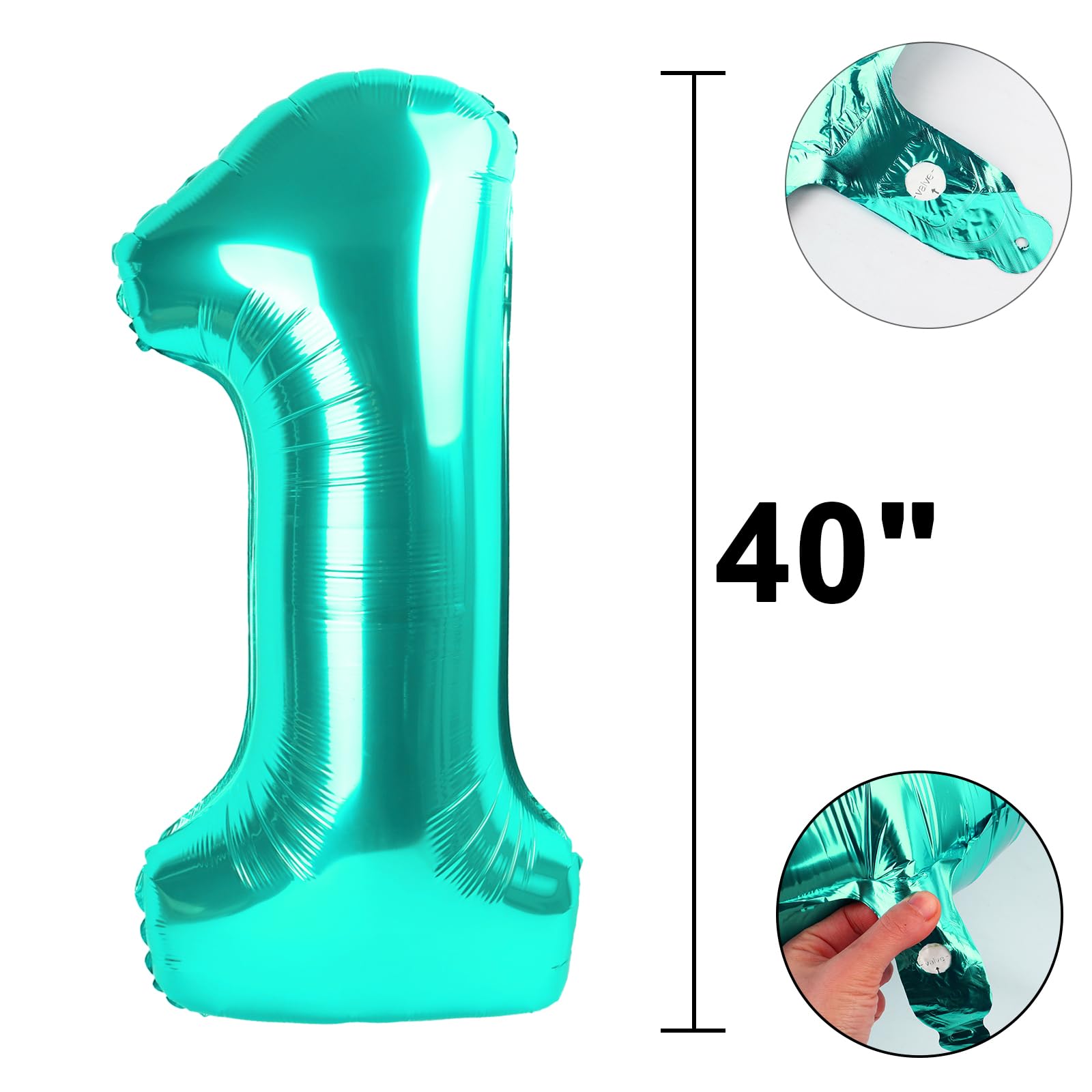 Kelfuoya 40-inch teal balloon ideal for weddings and anniversaries.