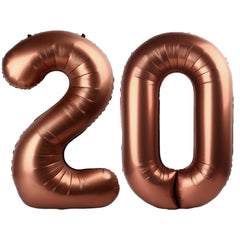 Kelfuoya 40in dark brown number 20 balloon creates an elegant birthday focal point.