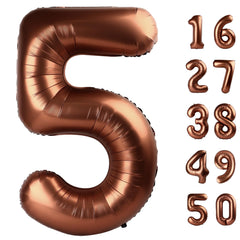 Kelfuoya 40in dark brown number 5 balloon, ideal for a dramatic party backdrop.