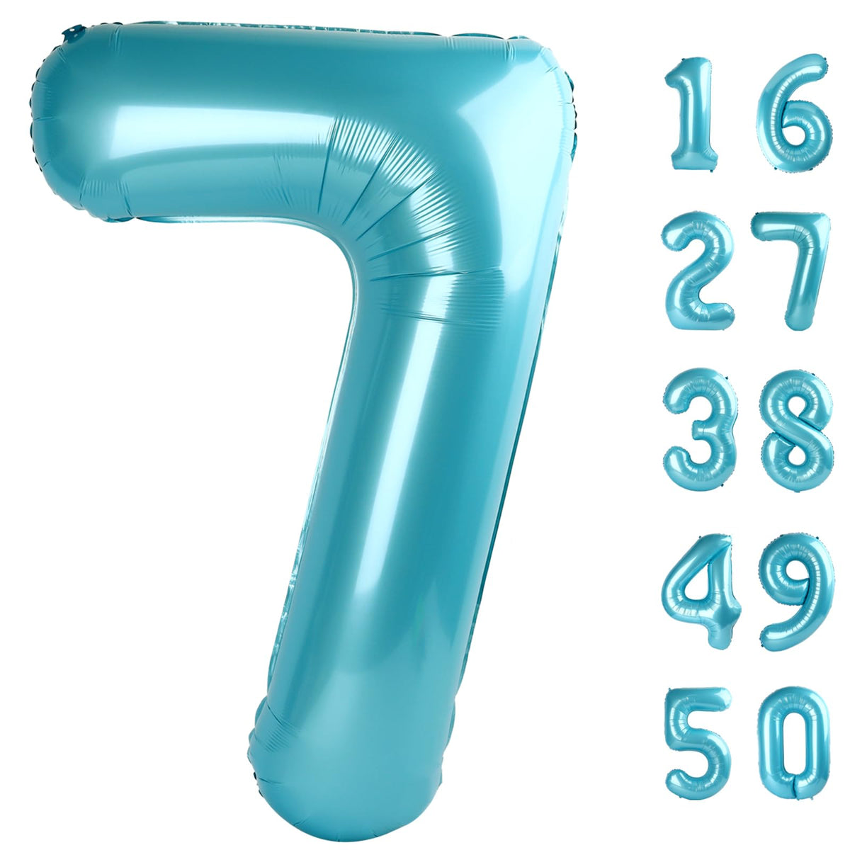 Kelfuoya 40 inch number blue 7 balloon front view for bold birthday decor and photo moments