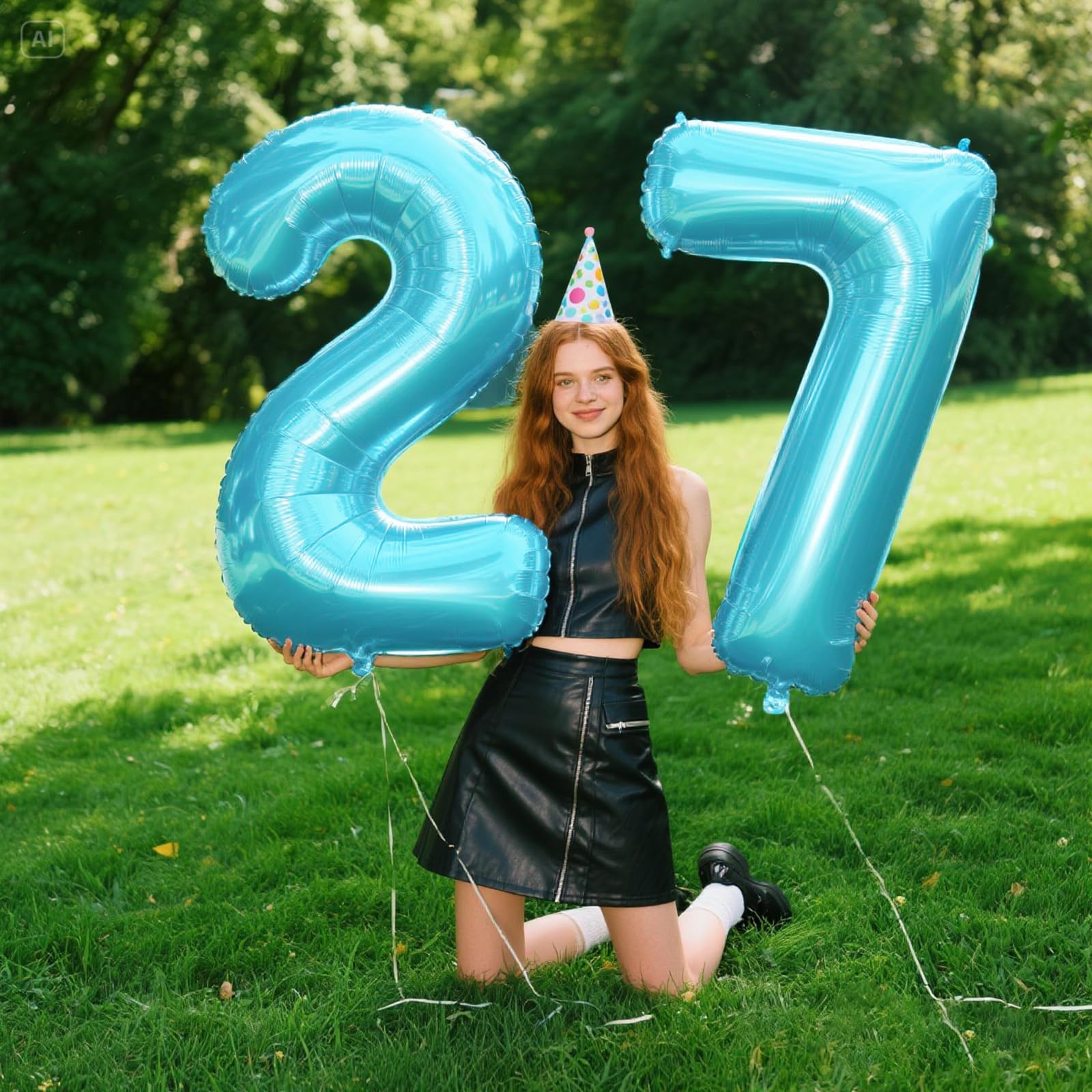 Kelfuoya 40 inch number blue 7 balloon indoors displayed as centerpiece