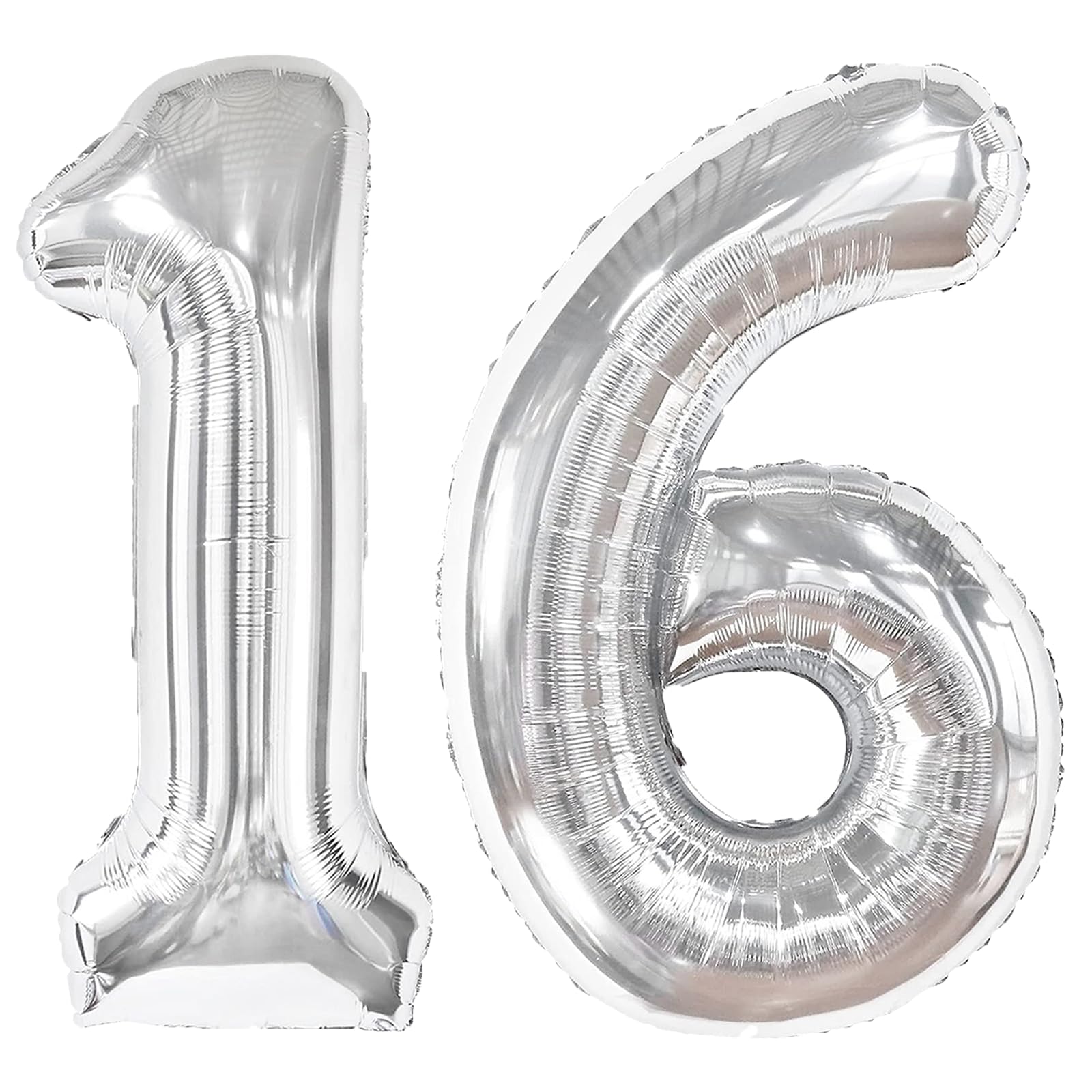 Kelfuoya 40-inch silver number 16 balloon wall display for party decor
