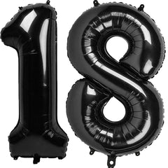 Kelfuoya 40inch black number 18 balloon for standout birthday or anniversary decor.