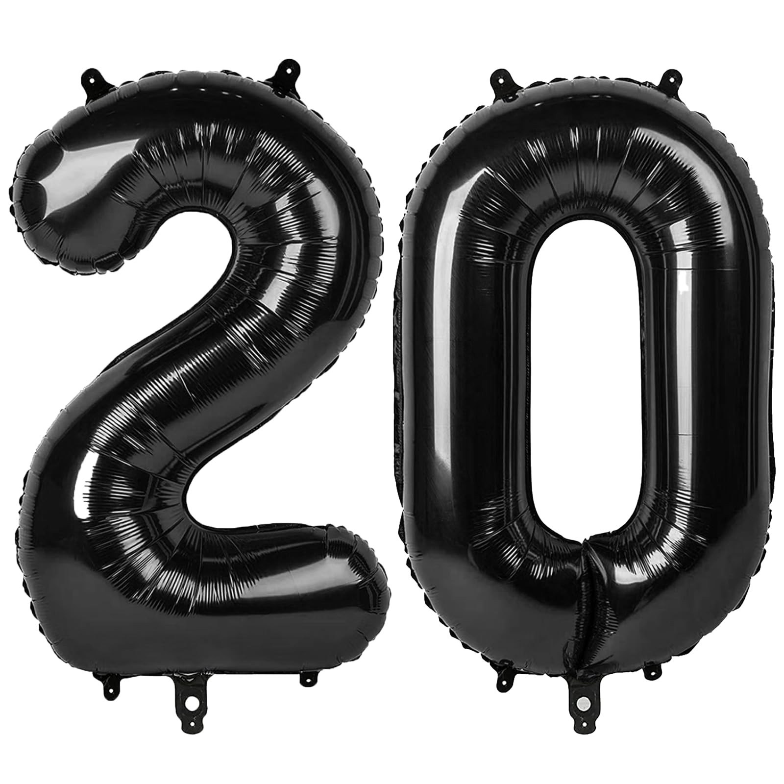 Kelfuoya 40-inch black number 20 balloon, top view, bold party decor