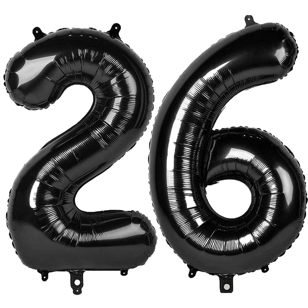Kelfuoya 40-inch black number 26 balloon, dramatic centerpiece for milestone birthday parties