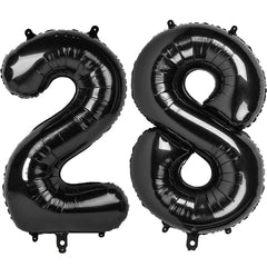 Kelfuoya 40-inch black number 28 balloon for bold birthday decor and party backdrops.