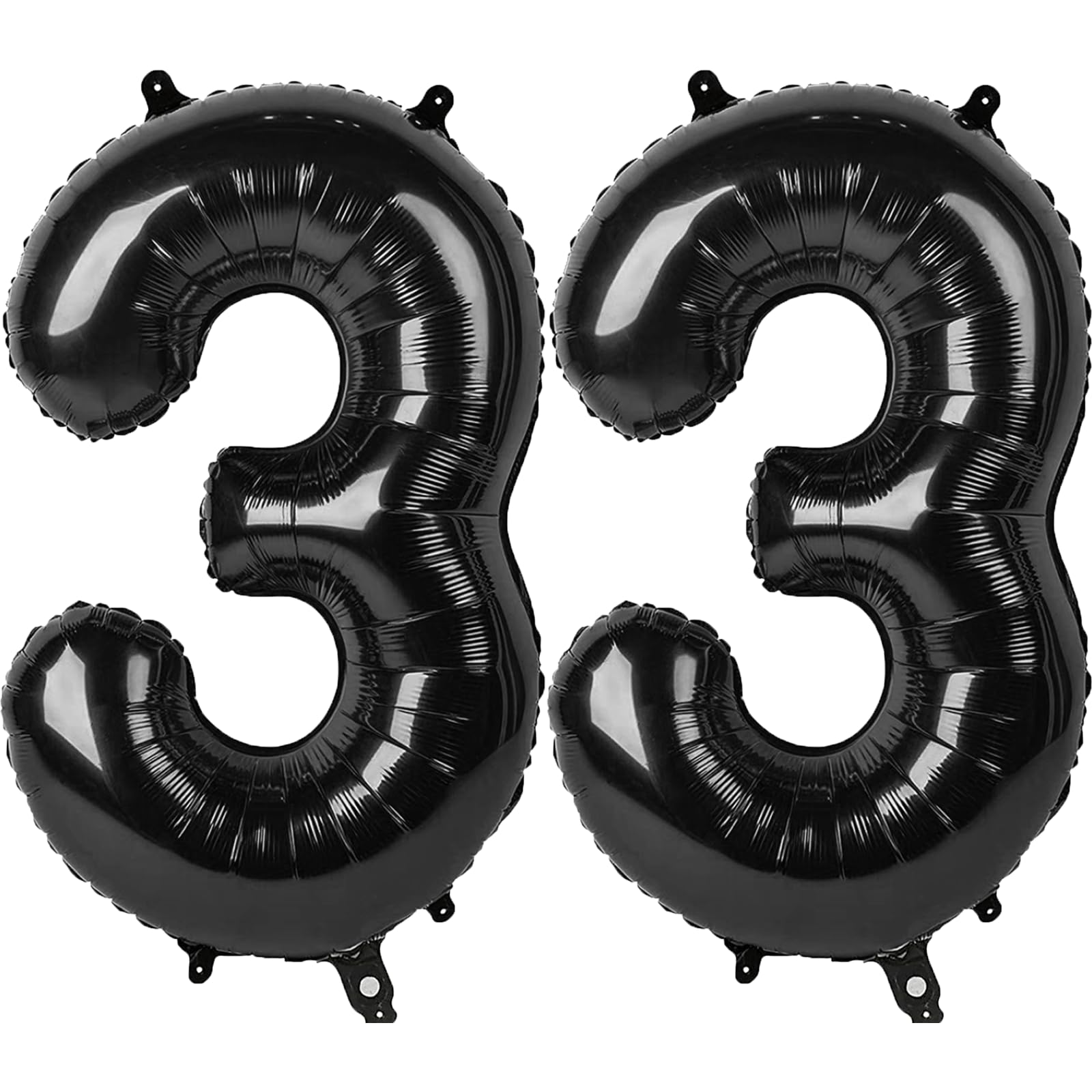 Kelfuoya 40-inch black 33 balloon displayed on a wall for party decor