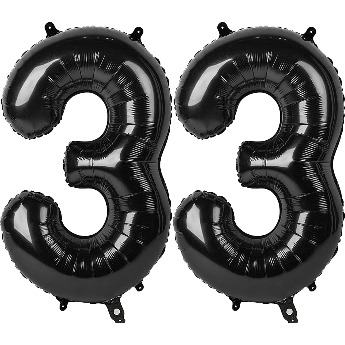 Kelfuoya 40-inch black 33 balloon displayed on a wall for party decor