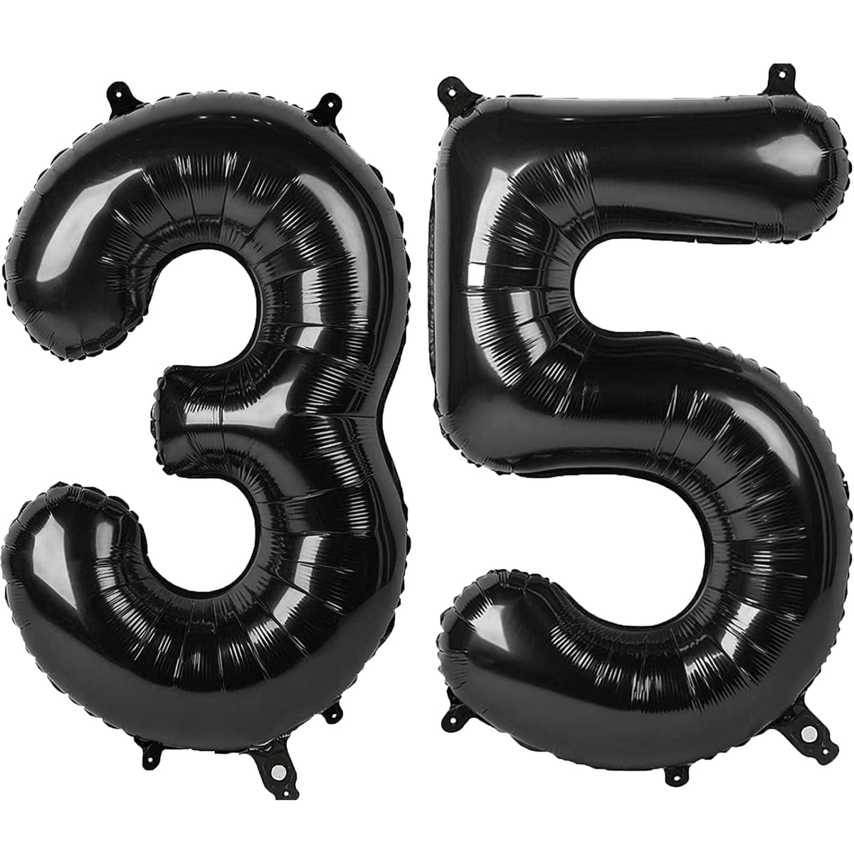 Kelfuoya 40-inch black number 35 balloon creates a dramatic party backdrop.