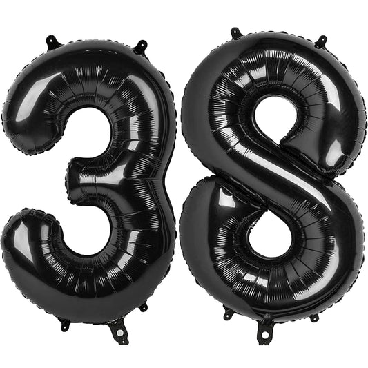 Kelfuoya 40-inch black number 38 balloon for dramatic celebrations