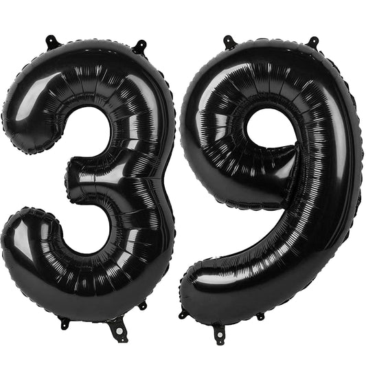 Kelfuoya 40-inch black number 39 balloon for bold birthday decor.