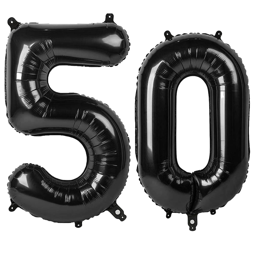 Kelfuoya 40-inch black number 50 balloon as a bold milestone centerpiece for celebrations