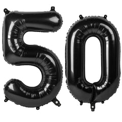 Kelfuoya 40-inch black number 50 balloon as a bold milestone centerpiece for celebrations