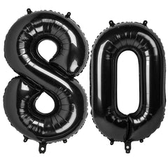 Kelfuoya 40-inch black number 80 balloon for bold birthday displays.