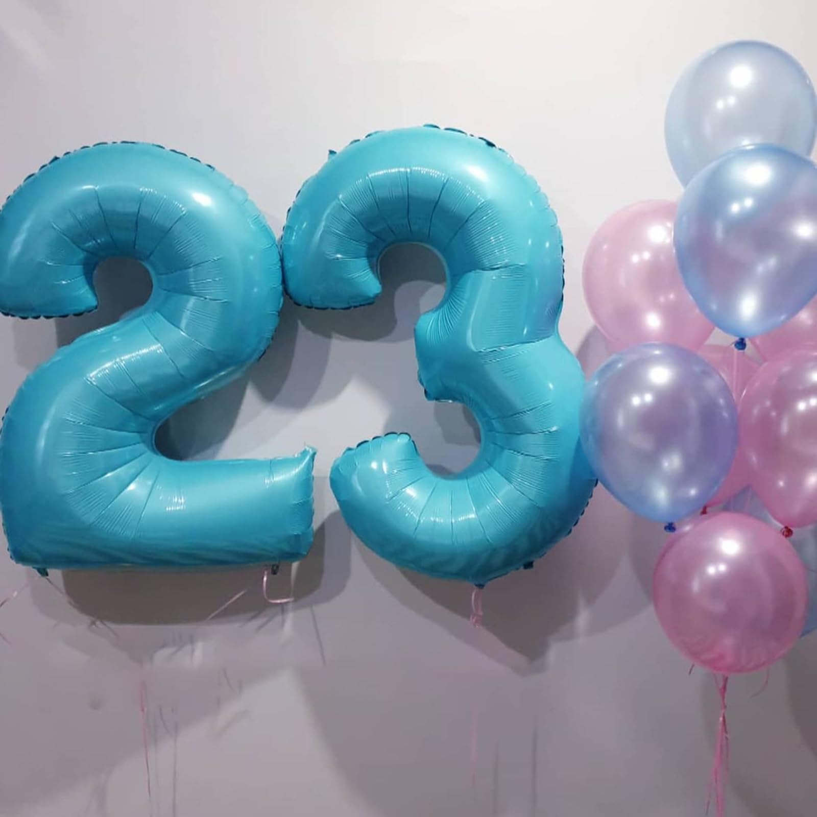 Kelfuoya 40inch blue number 3 balloon inflates easily with straw