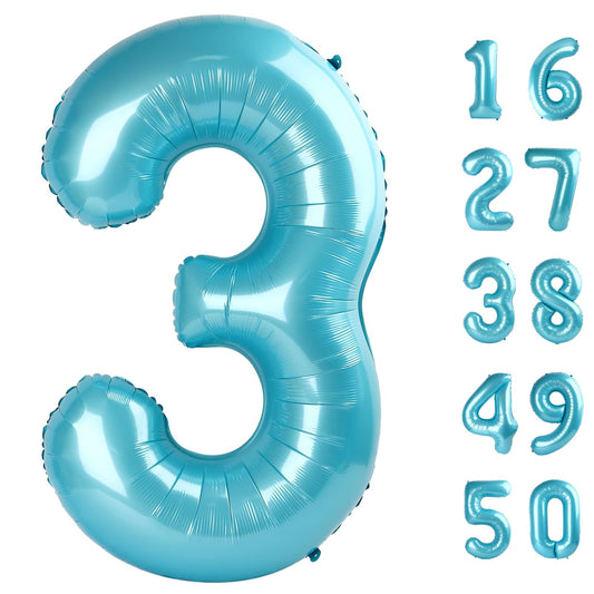 Kelfuoya 40inch blue number 3 balloon for birthday backdrop