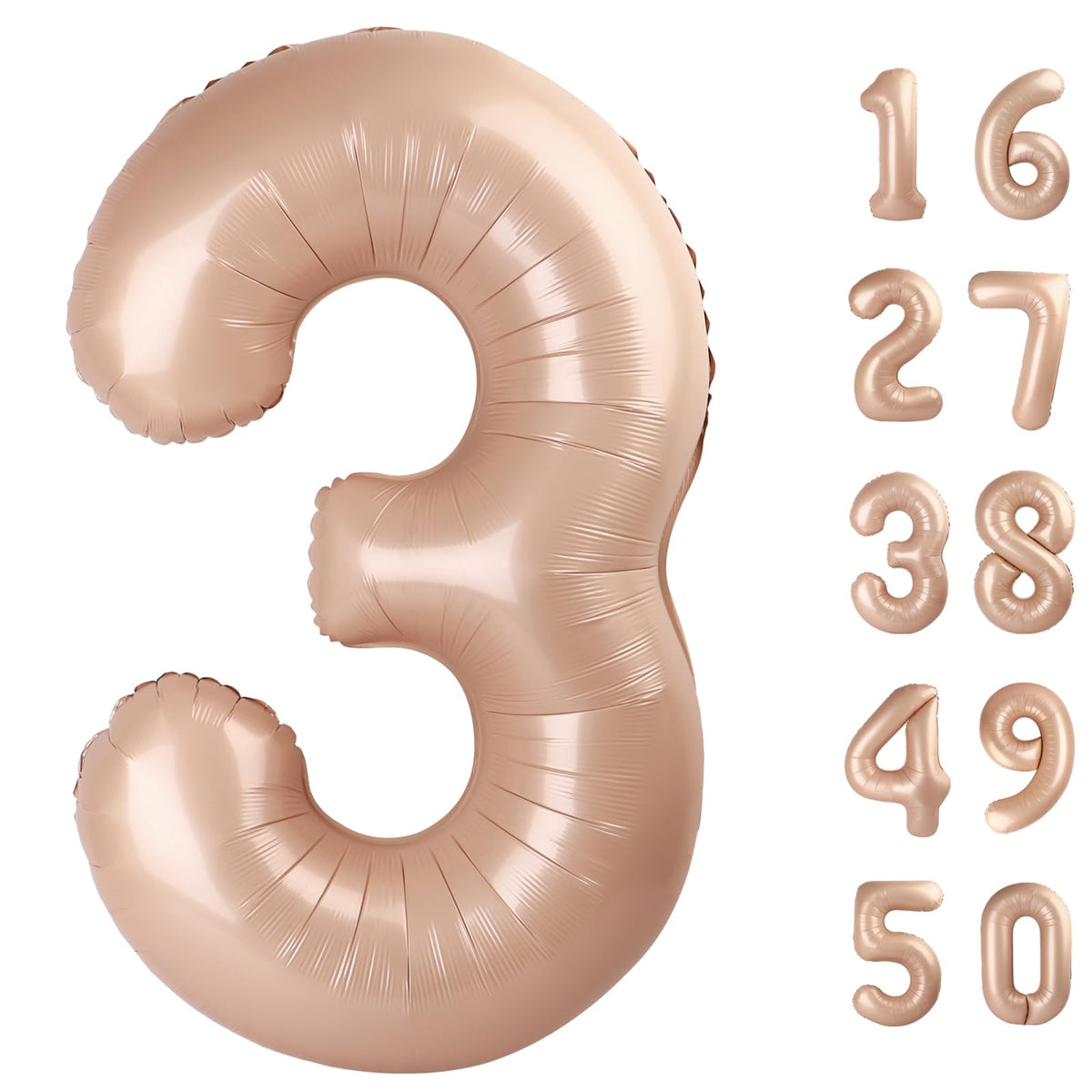Kelfuoya 40-inch caramel number 3 balloon inflates easily for dramatic backdrops.