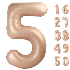 Kelfuoya 40-inch caramel number 5 balloon ideal for dramatic wall displays.
