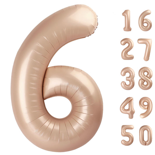 Kelfuoya 40-inch caramel number 6 balloon, bold focal point for photo-ready birthday displays
